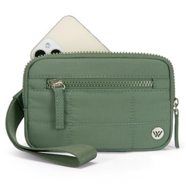 WESTBRONCO [Mother's Day]  Puffer Wristlet Wallets Bag for Women Waterproof Nylon Quilted with 3 Zipper Purse Credit Card Holder Phone RFID Blocking:_White