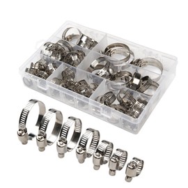 60 Pcs 304 Stainless Steel Adjustable 8-38mm Range Worm Gear Hose Clamps Assortment Kit, Fuel Line Clamp for Water Pipe, Plumbing, Automotive and Mechanical Application