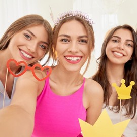 CIEHER Headband for Women Girls, Happy Birthday Crown Birthday Tiara Happy Birthday Decorations - Pink