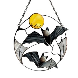 Hanging Bat Decor,Alloy Bat Moon or Sunflower Hanging Pendant - Wall Window Hanging Pendant for Christmas Home Kitchen Living Room Garden