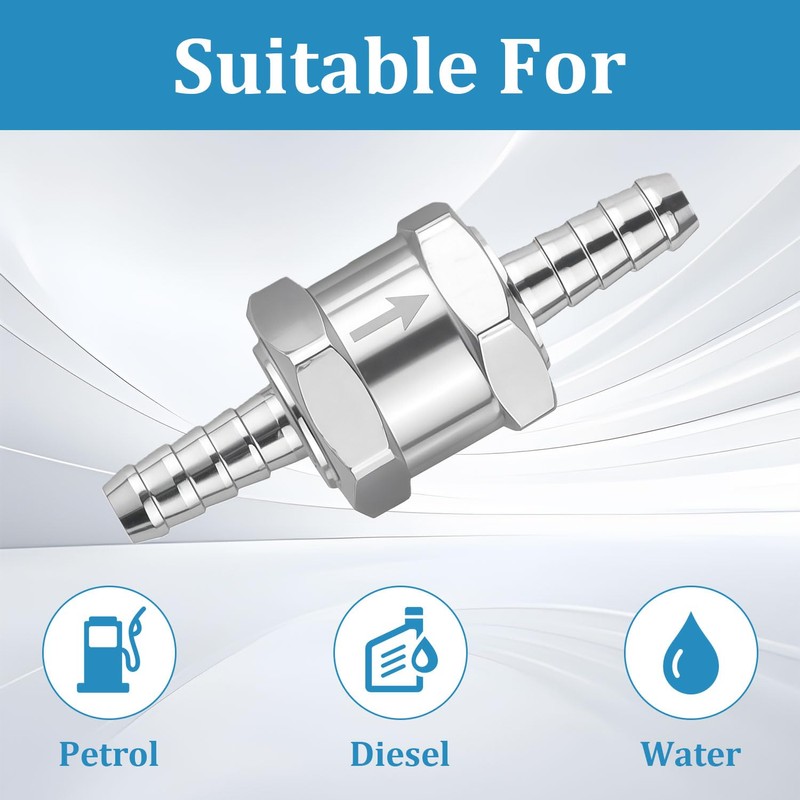 2Pcs 8mm Fuel Non Return Valve One Way Inline Check