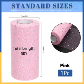 Glarks 1Pcs 15CM x 50Yards(150FT) Glitter Tulle Rolls, Pink Sparkling Tulle Spool Ribbon Sequin Tulle Netting Fabric for DIY Tutu Skirt Wedding Birthday Baby Shower
