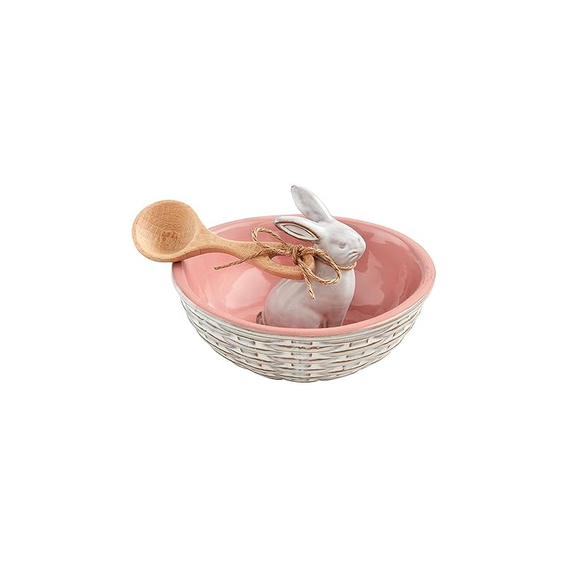 Mud Pie Bunny Bowl Tidbit, 5.75" dia x 4" spoon: