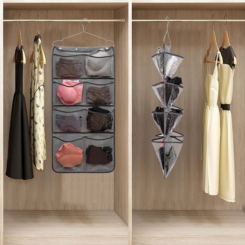 ANIZER Dual Sided Hanging Closet Organizer Durable Socks Stocking Clothes