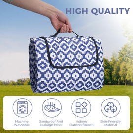 Oak & Tea Picnic Blanket Waterproof 150x200 CM Foldable Picnic Blankets Beach Blanket Easy to Store Machine Washable, Red White Plaid (Blue Plaid, 150x200 cm)