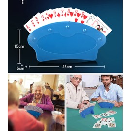 Roysmart Pack of 2 Playing Card Stands, Playing Card Holder, Children's Playing Card Holder, Card Game, Card Holder, Plastic Poker Holder for Children, Disabled, Adults, Seniors, Blue