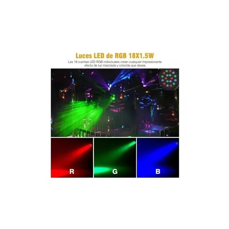 Taej 85 3 Reflectores Cañones Luces Led 18x1 Rgb Audioritmico
