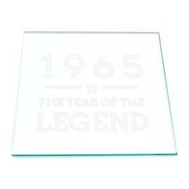 Engraved Glass Coaster - "1965 Year of the Legend" Design - 60th Birthday Gifts for Men Him - Glass Tablemat