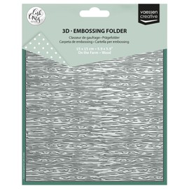 Vaessen Creative Cartella per Embossing 3D Sfondo Legno 15 x 15 cm – Cartelle per Goffratura per DIY, Biglietti Fatti a Mano, Journaling e Scrapbooking
