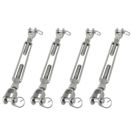 Turnbuckle Hook,4-PCS 5/16"Jaw & Jaw Turnbuckle,M8 Open Body Turnbuckles 304 Stainless Steel,Heavy Duty Turnbuckles 880lbs Working Load for Shade Sail,Cable Tightener,Boat and Wire Rope Cable Tension