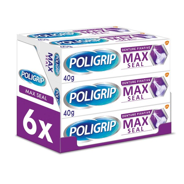 Poligrip Max Seal, Denture Fixative Cream, 40 g, Pack of