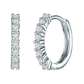 Rafaela Donata - Hoop Earrings - 925 Sterling Silver with Cubic Zirconia, Zirconia Earrings, Silver Jewelry, Sterling Silver Earrings, Zirconia Jewelry - 60837069