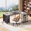 Huuger 55 Inch L Shaped Desk with Drawers, Reversible Computer