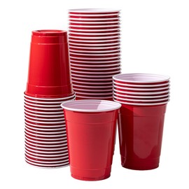 Buy & Delight Red Disposable Plastic Cups, 12 oz (350ml), BPA Free and Recyclable Polystyrene, 50 Count, for Parties ~ All Events ~ Birthday - Wedding - BBQ - Outdoor - Christmas (Small)