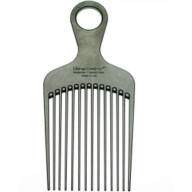 Chicago Comb Model 7 Carbon Fiber detangling, lift & pick comb, Made in USA
