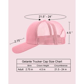 Gelante Mesh Trucker Baseball Cap Snapback Hat Structured Front Panel, Light Pink, One Size
