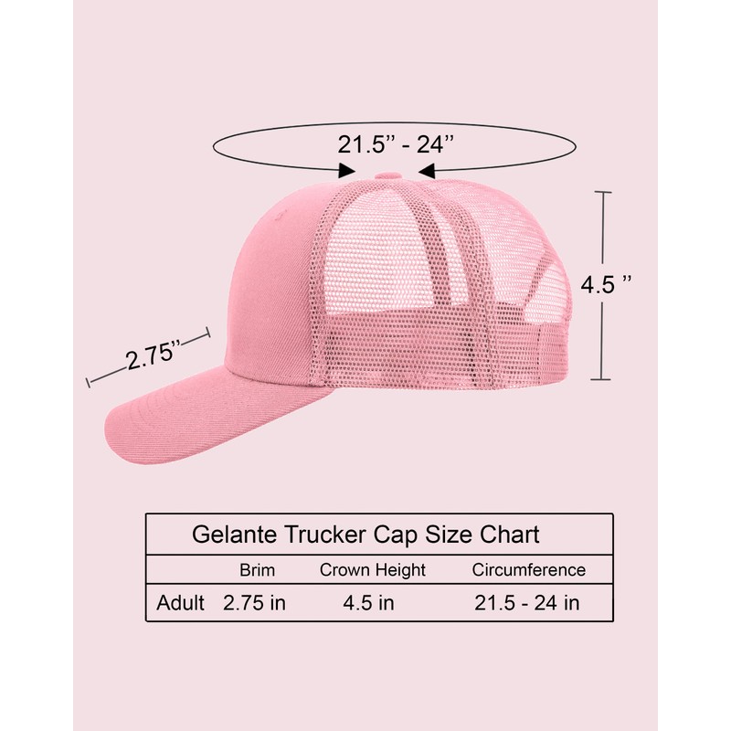 Gelante Mesh Trucker Baseball Cap Snapback Hat Structured Front Panel,