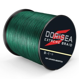 Dorisea Extreme Braid 100% Pe Braided Fishing Line 6-300Lb Test Fishing Wire 100m/109Yards Fishing String-Abrasion Resistant Incredible Superline Zero Stretch Small Diameter (Moss Green, 20lb/0.20mm)