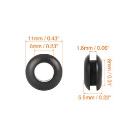 X AUTOHAUX Pack of 250 Rubber Grommets Double-Sided Cable Protector Black 6 mm for Car Vehicle