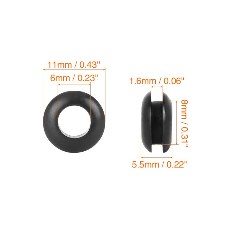 X AUTOHAUX Pack of 250 Rubber Grommets Double-Sided Cable Protector