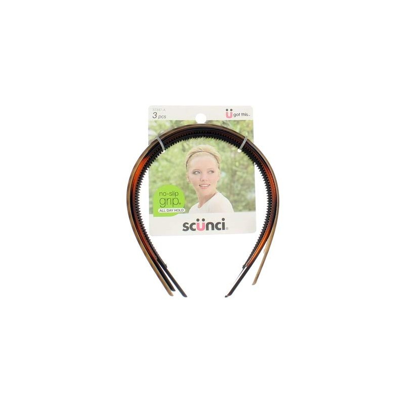 Scunci No Slip Grip Skinny Head Bands, 3 pk