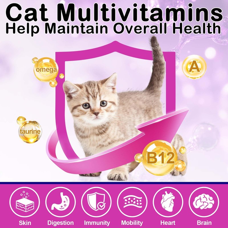 Cat Vitamins Treats, 15 in 1 Cat Multivitamin Chews Vitamins