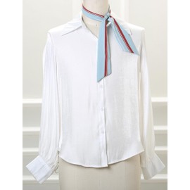 Allegra K Neckerchief, Striped, Polka Dot, Hair Ornament, Rectangle, Thin, Silk-like, Office, Women's, blue (sky blue)