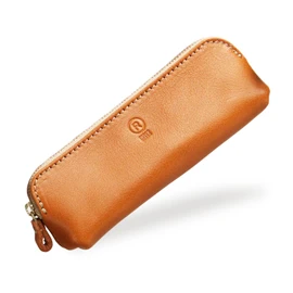 Polcolosso Slim Leather Pencil Case, Pencil Case, Tochigi Leather, Made in Japan, Camel, Casual