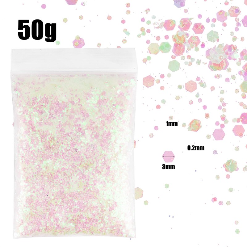 BOOMTOP 50 g Glitter for Crafts, Glitter Powder, Sequins, Reflective,