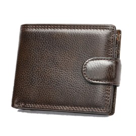 Lolo Carteras para Caballero RFID Hombre Cartera de Billete Tarjetas Billetera de Cuero (Café oscuro)