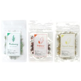 Umeken Honpo Dry Herb Morning Set, Trial, Edible Herbs, 3 Pack Set, Rosemary, Hibiscus, Chamomile German, Tea Leaves, Petite Gift