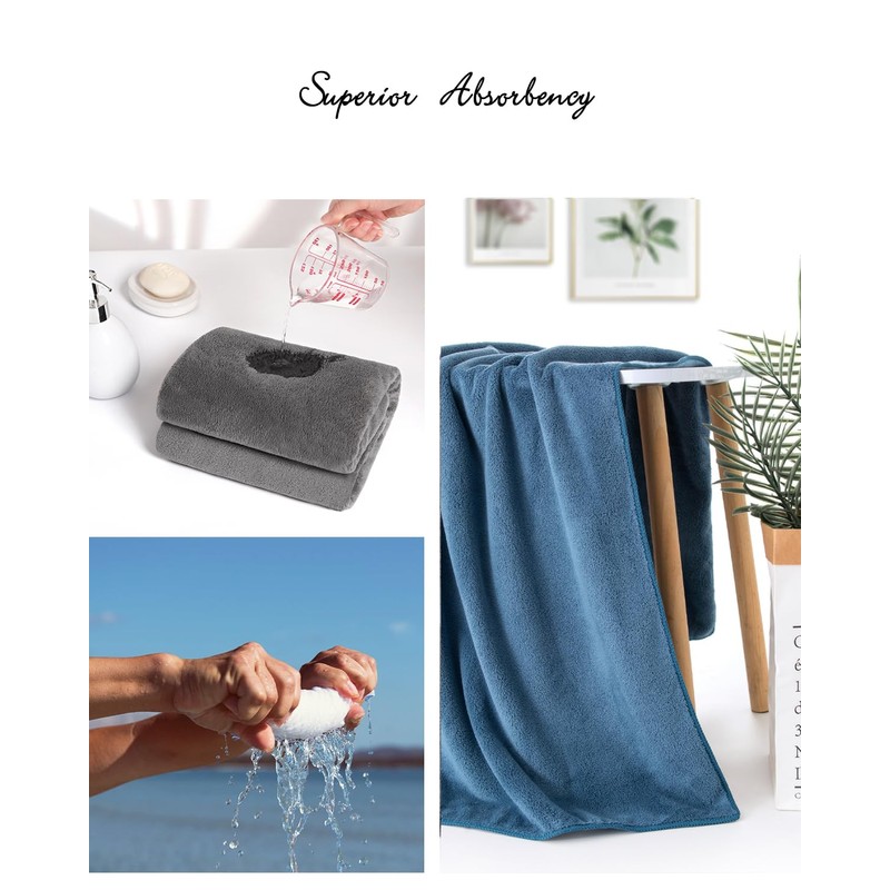 2 Pack Premium Microfiber Bath Towels - Ultra Soft &