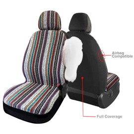 TAGMORE Car Seat Cover Baja Saddle Blanket 4PCS Front Striped Multicolor, Hippie Boho Seat Cover Universal Fit for Toyota, Honda, Nissan, Chevy, rav4 Car SUVs Truck with Airbag Compatible