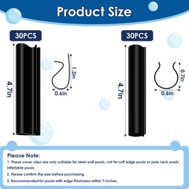 60 Pieces Pool Cover Clips, Anglecai 4.7 in 2 Shapes Winter Pool Cover Clips for Above Ground Pools Cover Clamps Black Pool Securing Cover Clip for Steel Wall Swimming Pool