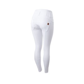 HORZE Women's Tara Full Seat Silicone Grip Breeches | Stretchable, High Waist with 4 Pockets - White - 22