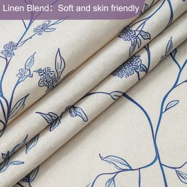 Blue Floral Shower Curtain Linen, Twiggy Leaves Cottagecore Shower Curtain for Bathroom 72x72, Farmhouse Aesthetic Luxury Chic Country Bathroom Decor