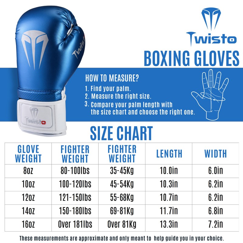 Twisto Boxing Gloves Sparring X7 (14 oz, Metallic Blue)