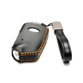 Vitodeco Genuine Leather Smart Key Fob Case Cover Compatible with Kia Stinger 2018-2023 (4-Button, Black)