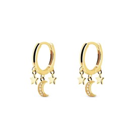 SINGULARU Midnight Sky Sterling Silver 18K Gold Plated or Rhodium Cubic Zirconia Congo Earrings for Women Jewelry, Yellow Gold, No Gemstone