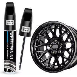 Evlisrtpk Matte Black Wheel Rim Touch Up Paint Repair Kit Universal for Car Chips Nicks