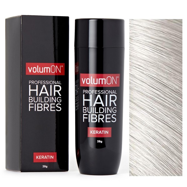 VolumON Professional Keratin Hair Building Fibres Hair Loss Concealer 28g/Get Up To 30 Use From The Pick 8 Colours (White)