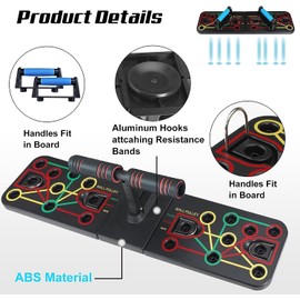 Push Up Folding Lizard Board Portable Non-Slip Multifunctional Fitness Board Support with Rubber Grip, Multifunctional Board for Chest/Shoulders/Back/Triceps