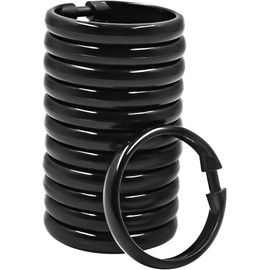 Qulable Shower Curtain Rings-24 Pack- Plastic Shower Curtain Hooks O-Shaped Rings Hook Glide Easily on Bathroom Shower Rod(Black)