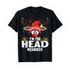 Christmas Matching I'm The Head Reindeer T-Shirt, Small, Black