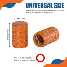 QZTYTY 5PCS Tire Valve Stem Caps, Tire Air Cap, Anodized Aluminum Tire Valve Cap Set, Universal Car Accessories Dust Proof & Corrosion Resistant Stem Covers Fit for Cars Trucks (Orange, 5PCS)