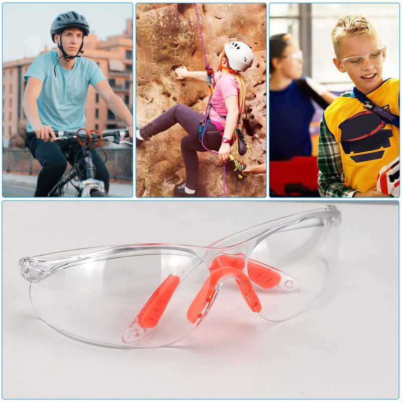 HXMJIED 6 Pcs Eye Protection Glasses, Transparent White Safety Goggles,Protective