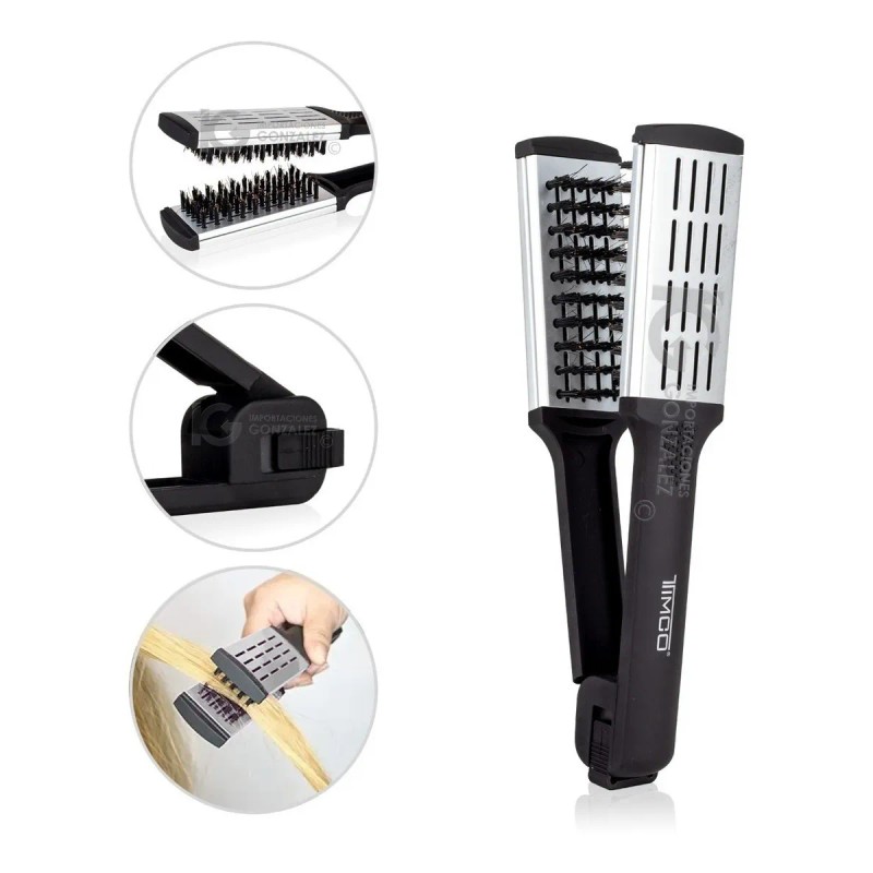 Cepillo Alisador Plancha Con Ceramica Doble Cerdas Resistente Timco Cpt