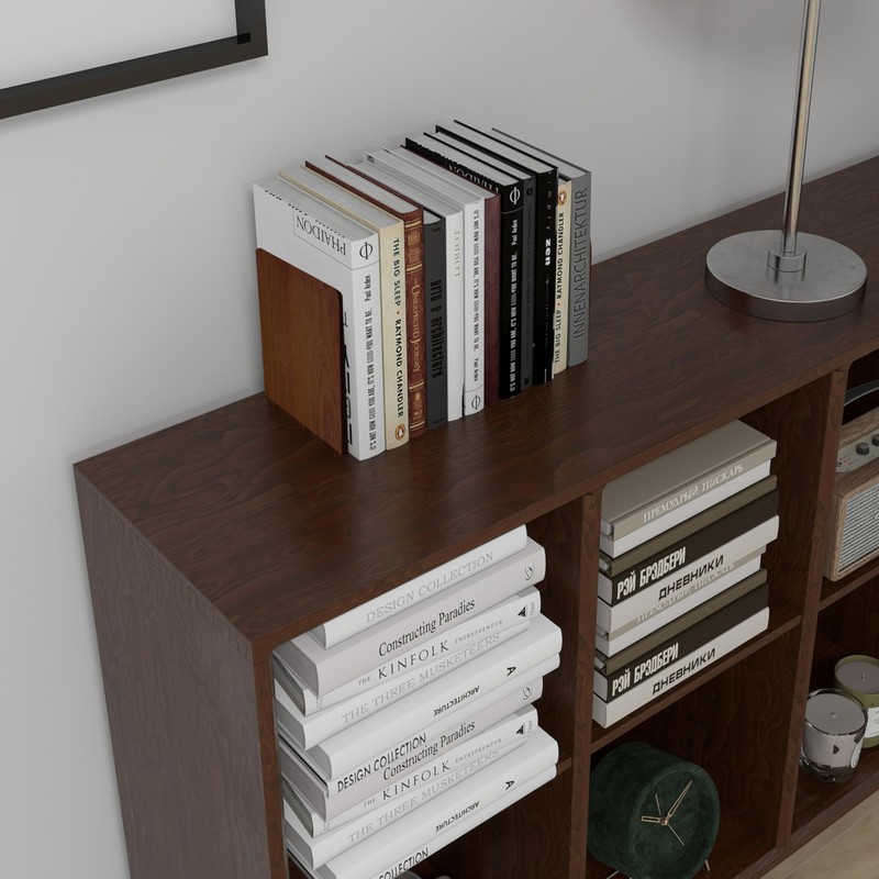 Brosisincorp Walnut Wood Book Ends for Shelves - Hand Polished