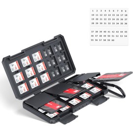 Large Capacity Memory Card Case for 36 SD SDXC SDHC & 74 TF MSD Cards, Water-Resistant Micro SD Card Organizer with 3 Removable Slim Credit Card Size Memory Card Holder, Easy Carry & Daily Storage