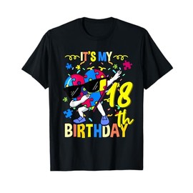 Its My 18th Birthday Dabbing Autism Puzzle T-Shirt